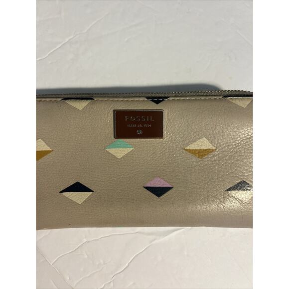 FOSSIL Issue No 1954 Wallet Women's Vintage Genuine Leather Full Zipper Clutch - Picture 4 of 16